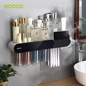 تصویر جامسواکی ecoco Bathroom Wall Toothbrush Organizer Set with Toothpaste Squeezer Holder and Mouthwash Cups Toothbrush Storag