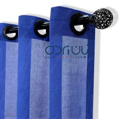 تصویر پرده حریر بافت دار آبی 