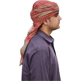 تصویر شماغ الناقه پشم شتر سایز 55 اینچ | شال عربی | روسری عربی چفیه | زمینه نخودی 