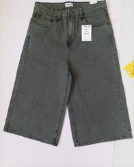 تصویر شلوار لی زنانه واید لگ کوتاه اورجینال برند برشکا فروش تک و عمده BERSHKA