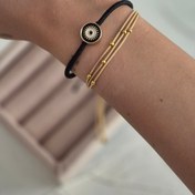 تصویر دستبند پکی دستباف مدل لوله ای چشم نظر 