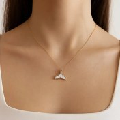 تصویر گردنبند طلایی دم وال نا متقارن استیل کد GA00001 