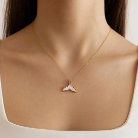 تصویر گردنبند طلایی دم وال نا متقارن استیل کد GA00001 