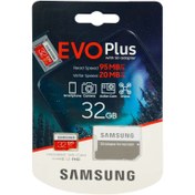 تصویر رم میکرو 32 گیگ سامسونگ Samsung Evo Plus U1 C10 95MB/s + خشاب Samsung Evo Plus SDHC UHS-I U1 95MB/s 32GB memory card