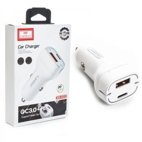 تصویر شارژر فندکی ارلدام مدل ES-CC2 به همراه کابل دوسر Type-c Earldom model ES-CC2 lighter charger with Type-c double cable