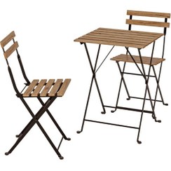 تصویر میز و صندلی دو نفره چوبی تاشو مدل تارنو 