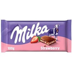 تصویر شکلات میلکا توت فرنگی وزن ۱۰۰ گرم 