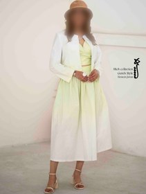 تصویر ست کت و دامن و تاپ گره استایل مدل پسته 