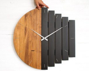 تصویر ساعت دیواری مدل Stripes با رنگبندی و سایز مختلف ا Wooden Wall Stripes clock Wooden Wall Stripes clock