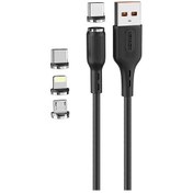 تصویر کابل تبدیل USB به MicroUSB/USB-C/لایتنینگ دنمن مدل D18E طول 1 متر 