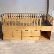 تصویر تخت خواب کودک و نوجوان چوبی کد ۷۱ 