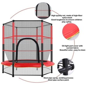 تصویر ترامپولین قابل حمل 5.5 فوتی با توری ایمنی برای تفریحی امن در فضای داخلی و خارجی به ابعاد 140x140x160 سانتی‌متر برند megastar Indoor And Outdoor Jumper Portable 5.5ft Trampoline With Safety Net ‎For Secure Fun Time 140X140X160cm