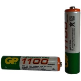 تصویر باتری نیم قلمی قابل شارژ جی پی 1100mah بسته دوتایی 