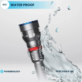 تصویر چراغ قوه پاورولوژی Powerology 4000mAh Waterproof LED Flashlight PPBCHA64-BK 