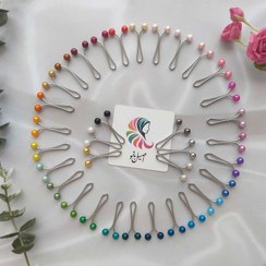 تصویر گیره روسری اصیل بانو با سر مهره مرواریدی (12عدد) 