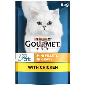 تصویر پوچ گربه گورمت تکه ای طعم مرغ 85 گرم Gourmet Perle Chicken 85g