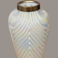 تصویر گلدان شیشه ای الماس - 24 سانتیمتر / سفید صدفی 