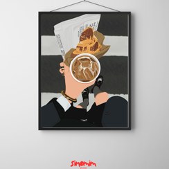 تصویر تابلو کروسان و قهوه - A5: 15x21cm / مشکی 