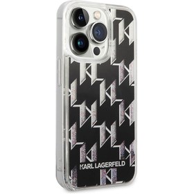 تصویر قاب کارل لاگرفلد مدل LIQUID GLITTER MONOGRAM PATTERN مناسب برای گوشی موبایل اپل - karl lagerfeld Iphone case Liquid Glitter Black Monogram Pattern 