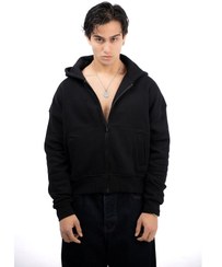 تصویر سویشرت دورس باکسی گرم بالا مردانه | مشکی 