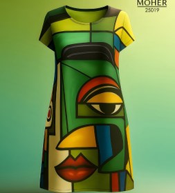 تصویر پیراهن زنانه نخی بلند طرحدار - فری سایز مناسب 48تا56 