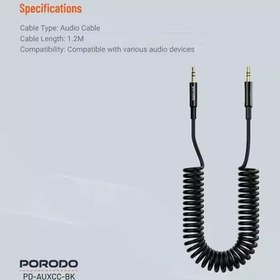 تصویر کابلPorodo AUX 3.5 to 3.5 Coil Cable 1.2M - Black 