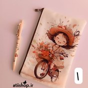 تصویر جامدادی مخملی تخت طرح فانتزی صورتی 