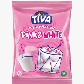 تصویر مارشمالو تیوا Tiva مدل Pink White بدون قند 30 گرم 