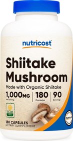 تصویر قارچ شیتاکه ارگانیک 1000 میلی گرم Nutricost Organic Shiitake Mushroom Capsules 1000mg, 90 Servings Nutricost Organic Shiitake Mushroom Capsules 1000mg, 90 Servings