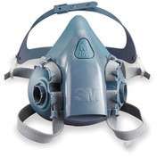 تصویر ماسک نیم صورت سیلیکونی تری ام مدل 3M 7502 با فیلتر مواد آلی ، رنگی و نفتی 6001 