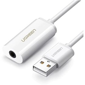 تصویر کابل تبدیل USB به جک 3.5 میلی متری صدا یوگرین US206 مدل 30712 UGREEN US206 30712 USB External Stereo Sound Adapter