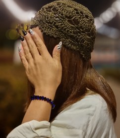 تصویر کلاه توری مکرومه سبز یشمی Jade green macrame lace hat