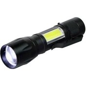 تصویر چراغ قوه پلیسی کوچک گیره دار بغل COB شارژی با لامپ زوم دار کری Flash light