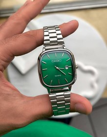 تصویر ساعتمچی زیبای مردانه کاسیو - نقره ای صفحه سبز CASIO