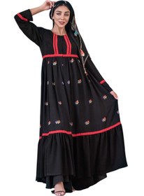 تصویر مانتو زنانه گره استایل مدل شاخه نبات رنگ مشکی 