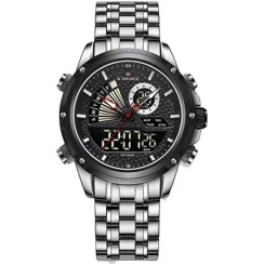 تصویر ساعت مچی اورجینال مردانه ناوی فورس|Naviforce|نوی فورس|نیوی فورس دو زمانه مشکی | نقره ای| مشکی| کد رفرنس NF9205 