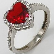 تصویر ست جواهرات قلب قرمز نقره با آبکاری رادیوم 