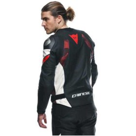 تصویر موتور کت چرمی سفید یورو 5 Blk Red Lava داینس Dainese 