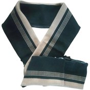 تصویر کشبافت یقه وآستین آماده مشکی بانوار کرم