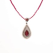 تصویر گردنبند نقره قاجاری قرمز 