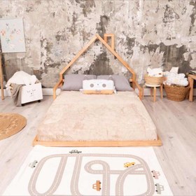 تصویر تخت خواب کودک و نوجوان مونته سوری چوبی روستیک دکور مدل GH26 - قهوه ای ا Teenage's bed Teenage's bed