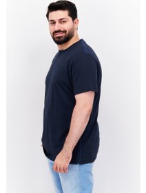 تصویر تی‌شرت مردانه آستین کوتاه یقه گرد ساده، رنگ سرمه‌ای برند esprit Men Crew Neck Short Sleeves Plain T-Shirt, Navy Blue