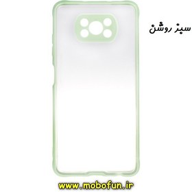 تصویر قاب گوشی Poco X3 - Poco X3 Pro پوکو شیائومی طرح پشت شفاف دور ژله ای محافظ لنز دار سبز روشن کد 112 