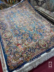 تصویر فرش دستباف شش متری تبریز نقشه سالاری آبی 