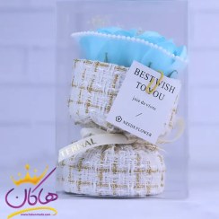 تصویر دسته گل رز طلقی ولنتاین آبی | 7788/4 