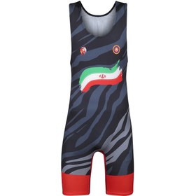 تصویر دوبنده کشتی طرح المپیک پاریس رنگ قرمز Wrestling singlet paris red