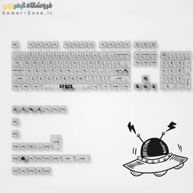 تصویر مجموعه کامل کیکپ تمام شفاف طرح Space کیبورد مکانیکال Space Fully Transparent MDA Keycaps Full Set 