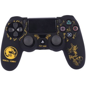 تصویر روکش دسته بازی PS4 طرح Mortal Kombat مشکی زرد PS4 Controller Cover