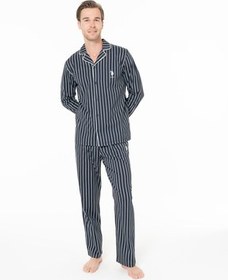 تصویر ست پیژامه مردانه لباس پیراهن آبی رنگ خانه 100 ٪ پنبه دریایی OC U.S. Polo Assn. 