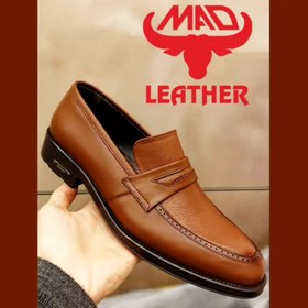 تصویر کفش مجلسی مردانه مدل ساعتی بدون بند عسلی - 4 Formal leather shoes